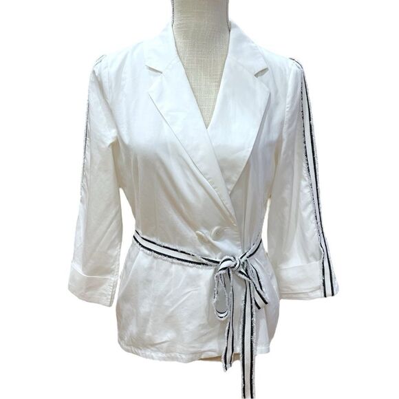 ALEXIS Madelyn White with Black Striped Cotton Top Size M - Picture 2 of 9